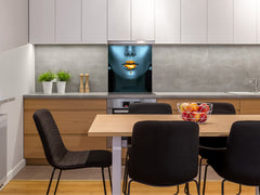 Unique Glass kitchen panel – Tempered Glass backsplash – Art design Glass Upstand NBS15: Art Series : Golden lips 2