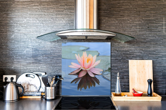 Stylish Tempered glass backsplash – Glass kitchen splashback – Glass upstand NBS14: Nature Series : Beautiful water lilly flower 1