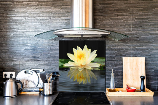 Stylish Tempered glass backsplash – Glass kitchen splashback – Glass upstand NBS14: Nature Series : Beautiful water lilly flower 2