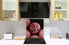 Stylish Tempered glass backsplash – Glass kitchen splashback – Glass upstand NBS14: Nature Series : Pink flower frame