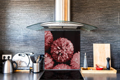 Stylish Tempered glass backsplash – Glass kitchen splashback – Glass upstand NBS14: Nature Series : Pink flower frame