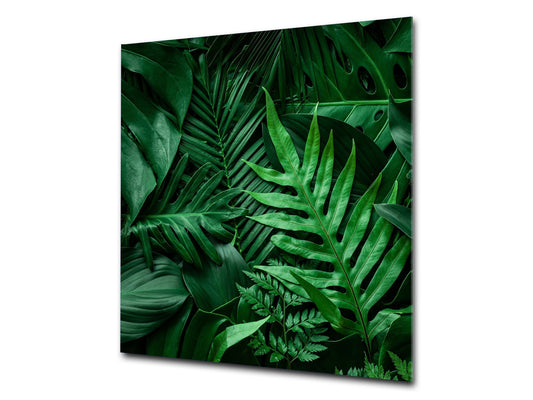 Stylish Tempered glass backsplash – Glass kitchen splashback – Glass upstand NBS14: Nature Series : Dark tropical nature