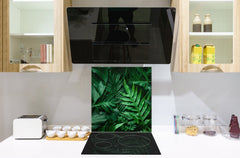 Stylish Tempered glass backsplash – Glass kitchen splashback – Glass upstand NBS14: Nature Series : Dark tropical nature