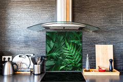 Stylish Tempered glass backsplash – Glass kitchen splashback – Glass upstand NBS14: Nature Series : Dark tropical nature