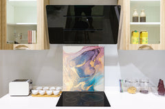 Unique Glass kitchen panel – Tempered Glass backsplash – Art design Glass Upstand NBS15: Art Series : Liquid colours 1