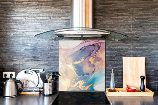 Unique Glass kitchen panel – Tempered Glass backsplash – Art design Glass Upstand NBS15: Art Series : Liquid colours 1