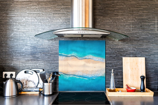 Unique Glass kitchen panel – Tempered Glass backsplash – Art design Glass Upstand NBS15: Art Series : Beaches of Zanzibar