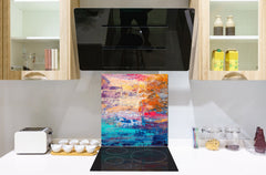 Protector contra salpicaduras de vidrio templado BS 12 Texturas blancas y grises Serie: Cuadrados de geometría 2