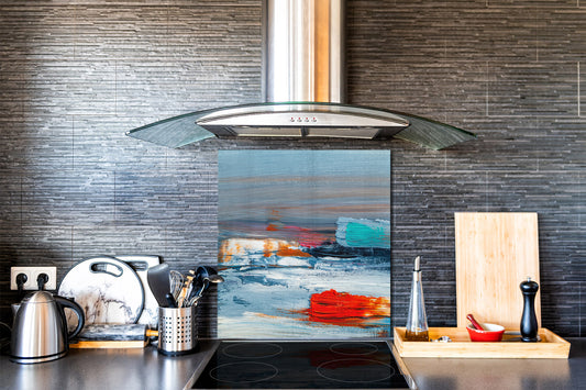 Unique Glass kitchen panel – Tempered Glass backsplash – Art design Glass Upstand NBS15: Art Series : Abstract art oil painting