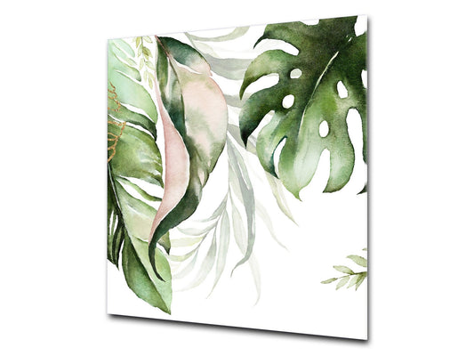 Stylish Tempered glass backsplash – Glass kitchen splashback – Glass upstand NBS14: Nature Series : Tropical watercolour