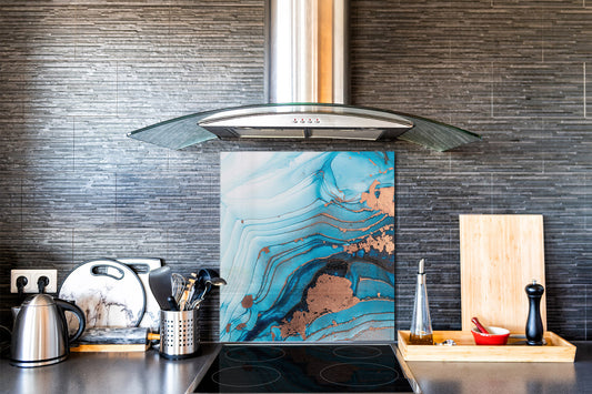 Unique Glass kitchen panel – Tempered Glass backsplash – Art design Glass Upstand NBS15: Art Series : Liquid colours 3