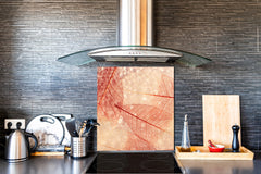 Stylish Tempered glass backsplash – Glass kitchen splashback – Glass upstand NBS14: Nature Series : Transparent orange leaves