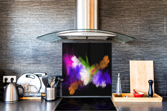 Unique Glass kitchen panel – Tempered Glass backsplash – Art design Glass Upstand NBS15: Art Series : Colour explosion 3