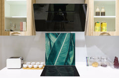 Stylish Tempered glass backsplash – Glass kitchen splashback – Glass upstand NBS14: Nature Series : Tropical leaves texture