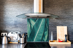 Stylish Tempered glass backsplash – Glass kitchen splashback – Glass upstand NBS14: Nature Series : Tropical leaves texture
