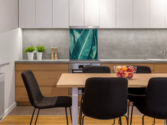 Stylish Tempered glass backsplash – Glass kitchen splashback – Glass upstand NBS14: Nature Series : Tropical leaves texture