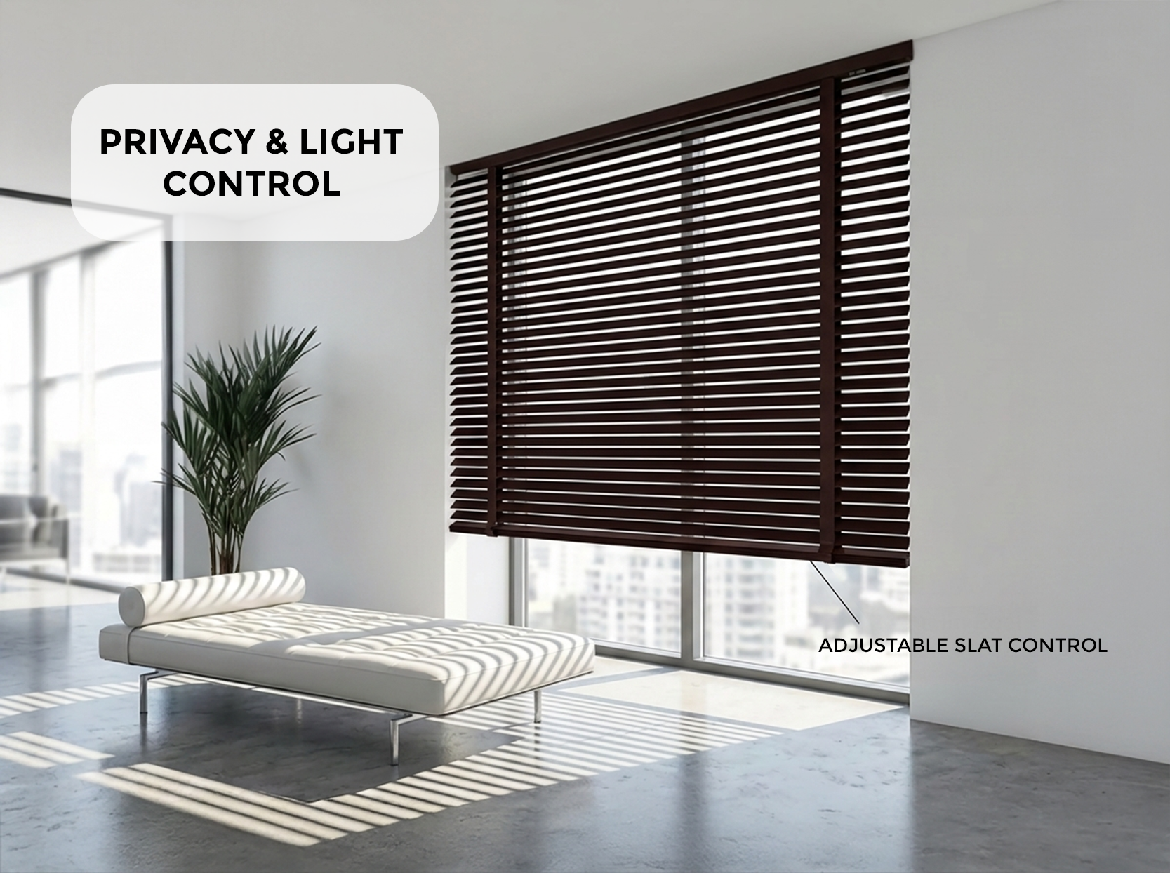 XXL 50mm Wooden Venetian Blinds – Ceiling Mount