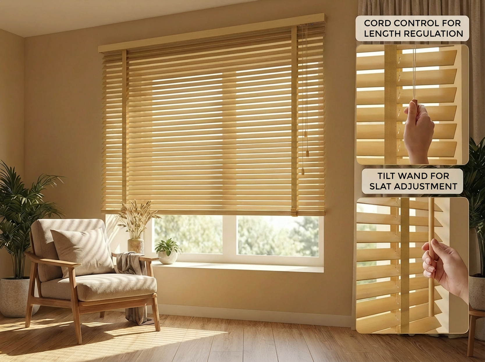 XXL 50mm Wooden Venetian Blinds – Wall Mount