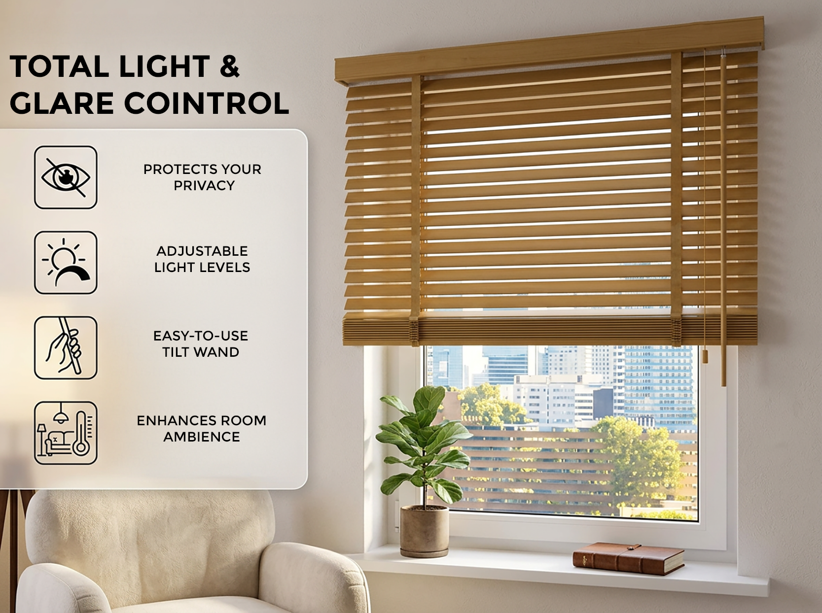 XXL 25mm Wooden Venetian Blinds – Wall Mount
