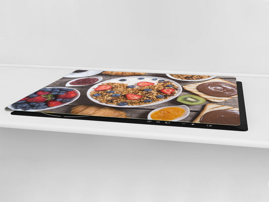 BIG KITCHEN BOARD & Induction Cooktop Cover – Glass Pastry Board - Food series DD16 Sweet breakfast 2