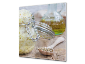 Printed tempered glass backsplash – BS23 European tradicional food Series: Lard In A Jar