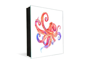 Key Organizer Cabinet and Magnetic Glass Doors K08 Red Octopus Devilfish