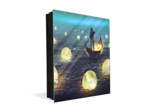 Dekorative Key Box mit magnetischer, trocken abwischbarer Glastafel K14 Weltliche Motive:  Starry lake