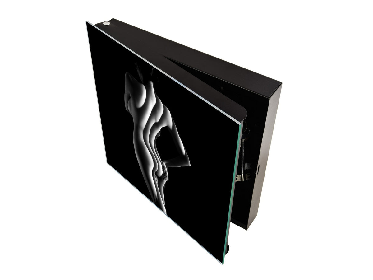Key Cabinet Storage Box with Frameless Glass White Board K15 Chic world: Stripped light