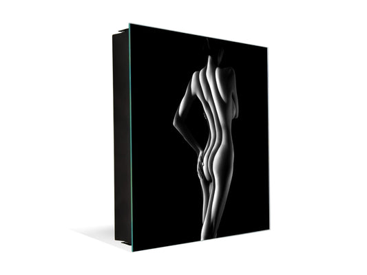 Key Cabinet Storage Box with Frameless Glass White Board K15 Chic world: Stripped light