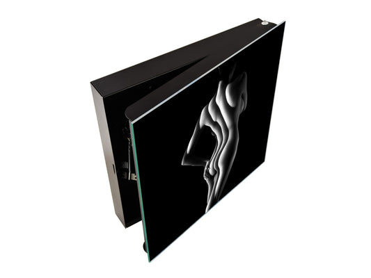 Key Cabinet Storage Box with Frameless Glass White Board K15 Chic world: Stripped light