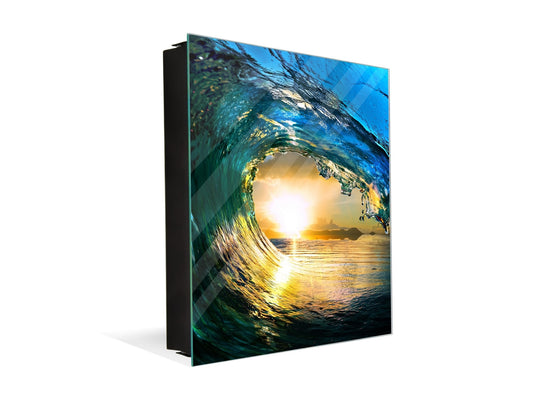 Wall Mount Key Box together with Decorative Dry Erase Board K14 Worldly motives: Waves