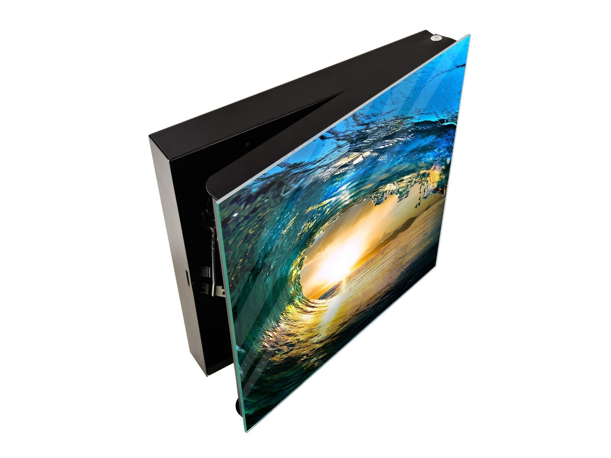 Wall Mount Key Box together with Decorative Dry Erase Board K14 Worldly motives: Waves