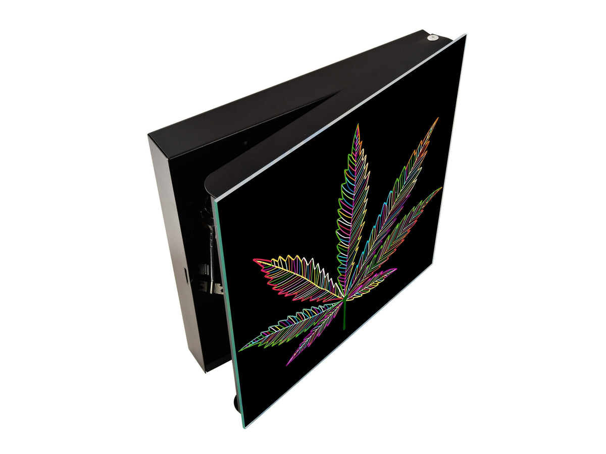 Petite armoire pour les clés avec décoration au choix K04 Feuille de cannabis
