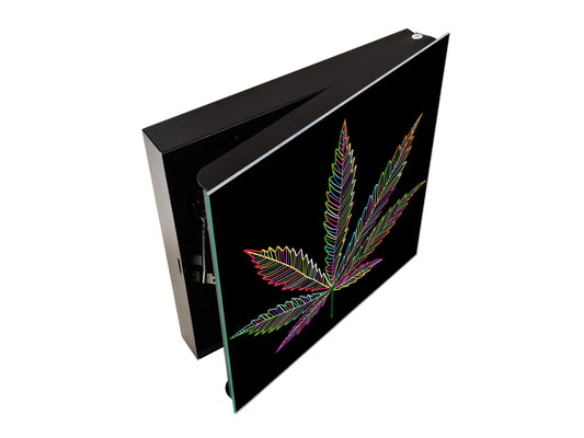 Petite armoire pour les clés avec décoration au choix K04 Feuille de cannabis