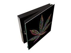 Petite armoire pour les clés avec décoration au choix K04 Feuille de cannabis