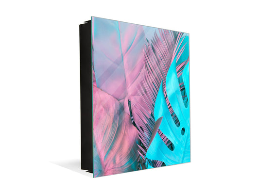 Decorative key Storage Cabinet with Glass White Board KN07: Gradient jungle