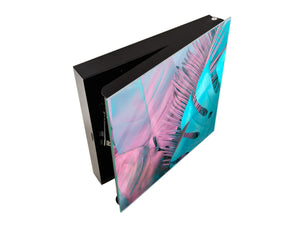 Decorative key Storage Cabinet with Glass White Board KN07: Gradient jungle