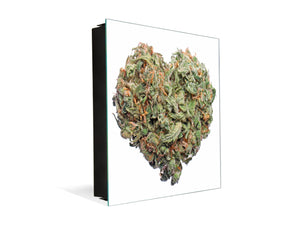 Lavagna magnetica con armadietto per chiavi K04: Fiore di cannabis a forma di cuore