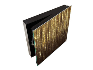 Decorative Key Box with Magnetic Glass Dry-Erase Board KN08 Golden Waves Series: Gold glitter