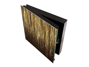 Decorative Key Box with Magnetic Glass Dry-Erase Board KN08 Golden Waves Series: Gold glitter