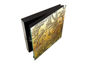 Key Cabinet Storage Box with Frameless Glass White Board KN10 Decorative Surfaces Series: Metal flowers