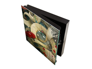 Dekorative Key Box mit magnetischer, trocken abwischbarer Glastafel K14 Weltliche Motive:  Wirbelwind der Zeit