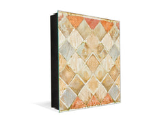Decorative key Storage Cabinet with Glass White Board KN07: Medieval Italian wall pattern