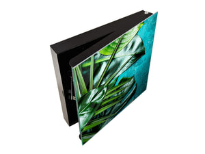 Decorative Key Organizer with Magnetic Surface Dry-Erase Board KN11 Tropical Leaves Series: Tropical leaves background