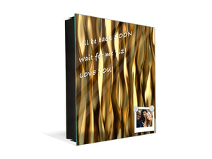 Decorative Key Box with Magnetic Glass Dry-Erase Board KN08 Golden Waves Series: Liquid gold 1
