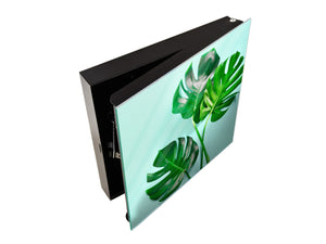 Decorative Key Organizer with Magnetic Surface Dry-Erase Board KN11 Tropical Leaves Series: Monstera summer leaves