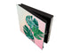Decorative Key Organizer with Magnetic Surface Dry-Erase Board KN11 Tropical Leaves Series: Monstera on pink background