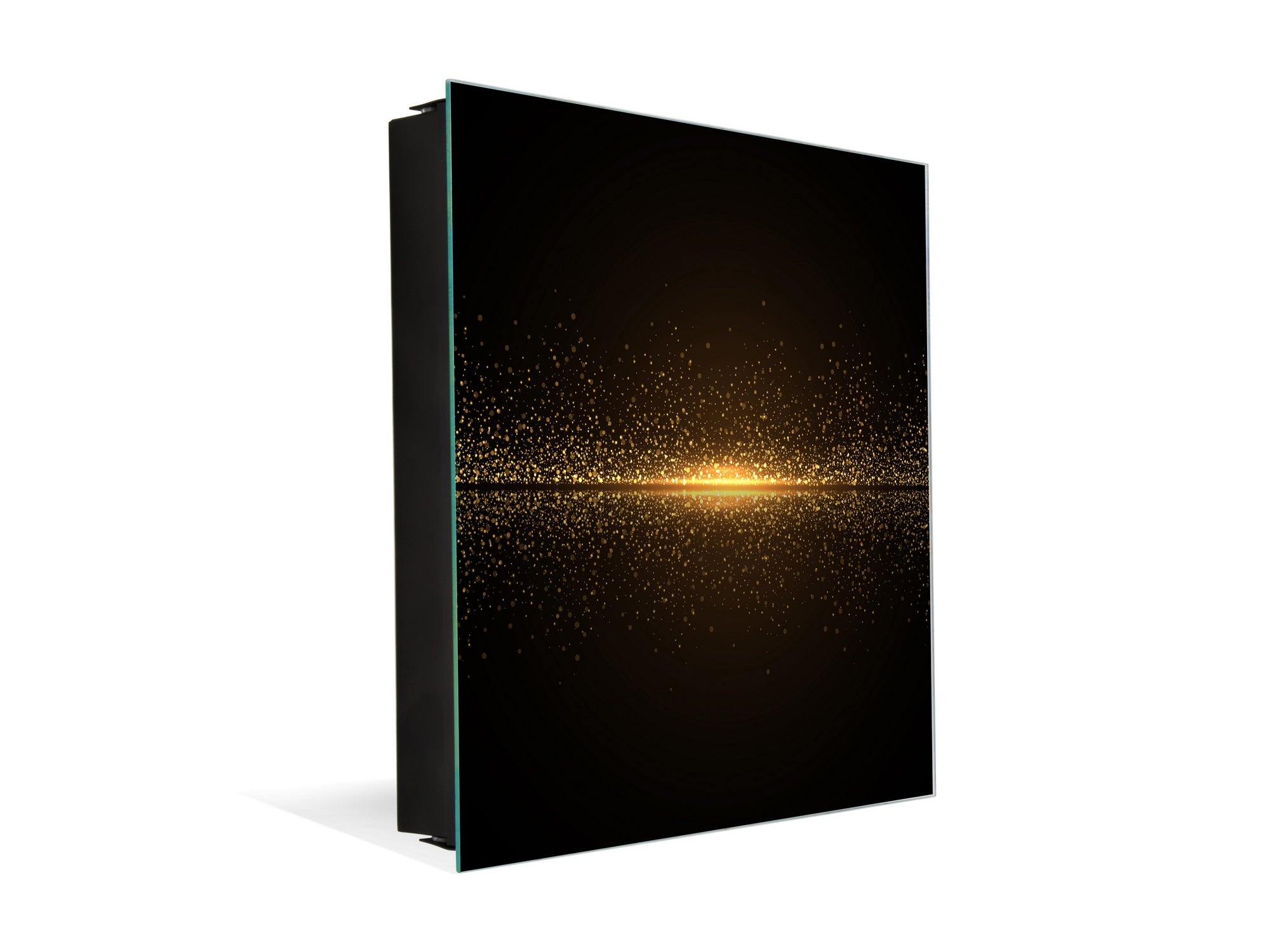 Decorative Key Box with Magnetic Glass Dry-Erase Board KN08 Golden Waves Series: Sparkling golden dust