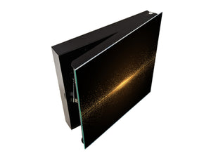 Decorative Key Box with Magnetic Glass Dry-Erase Board KN08 Golden Waves Series: Sparkling golden dust