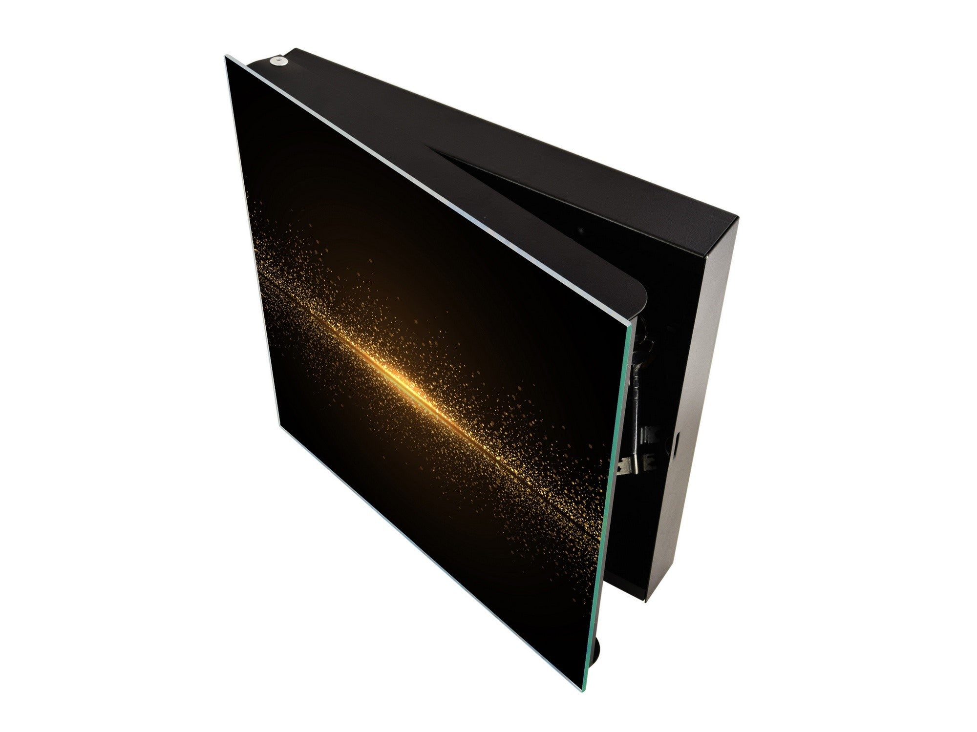 Decorative Key Box with Magnetic Glass Dry-Erase Board KN08 Golden Waves Series: Sparkling golden dust